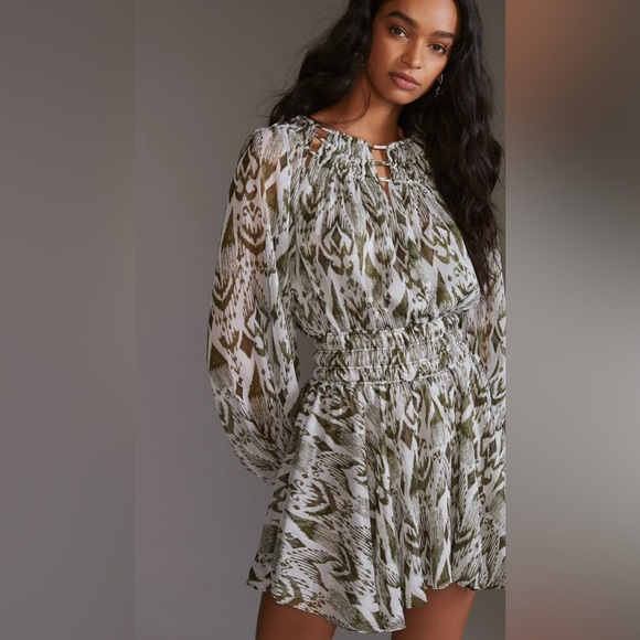 MISA LOS ANGELES Mercy Mini Dress in Green Spring Ikat Women’s Size Small NWT - Picture 1 of 16